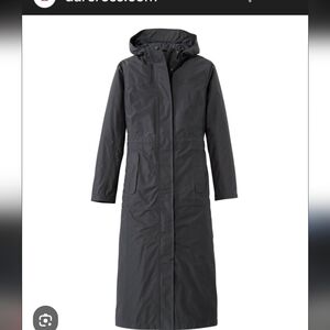 L.L.Bean Rain Jacket Womens S   Black Hooded Long Trench Dress Coat